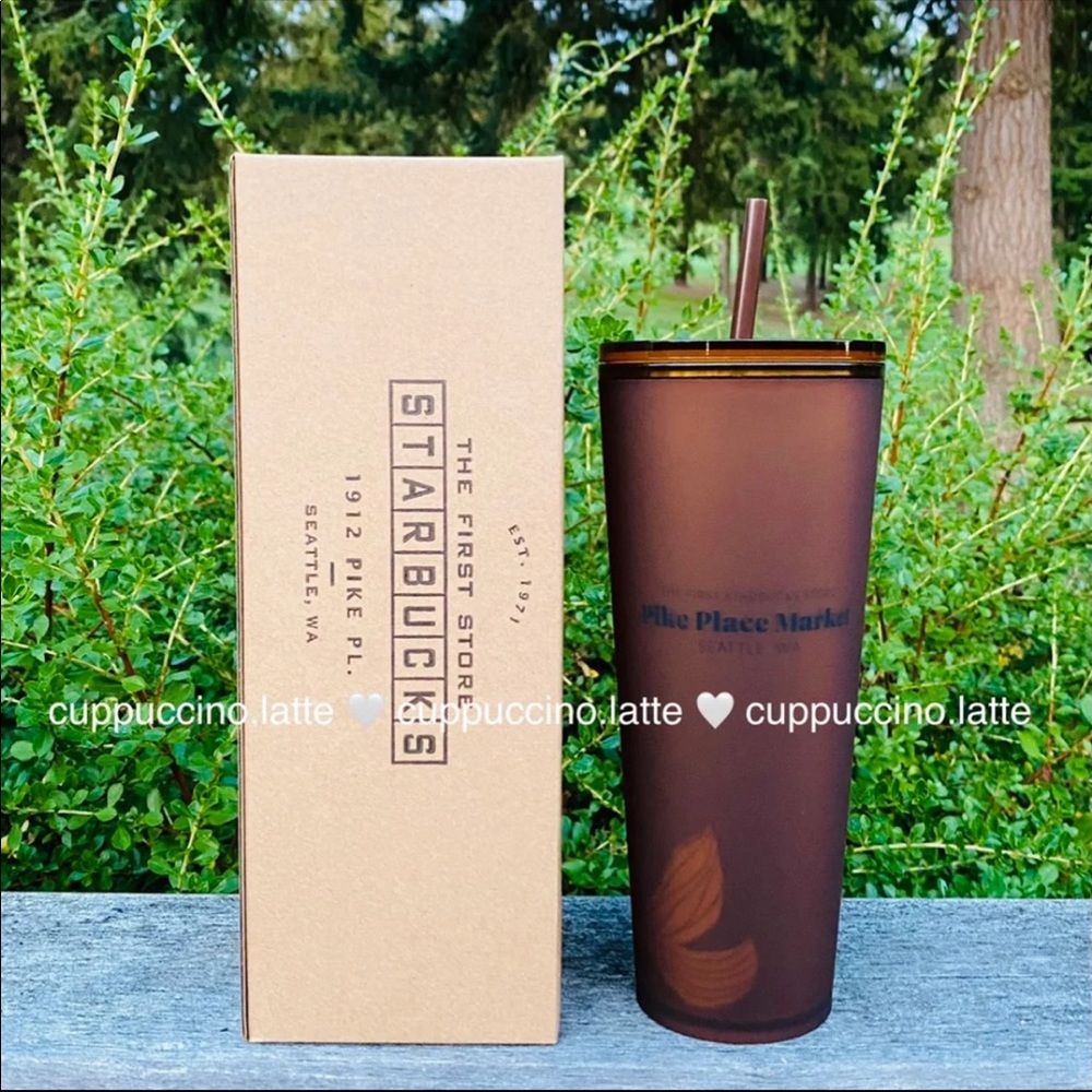 🤎NEW SET🤎Starbucks Pike Place Original Logo & Amber Siren Soft Touch Cups - Picture 2 of 16